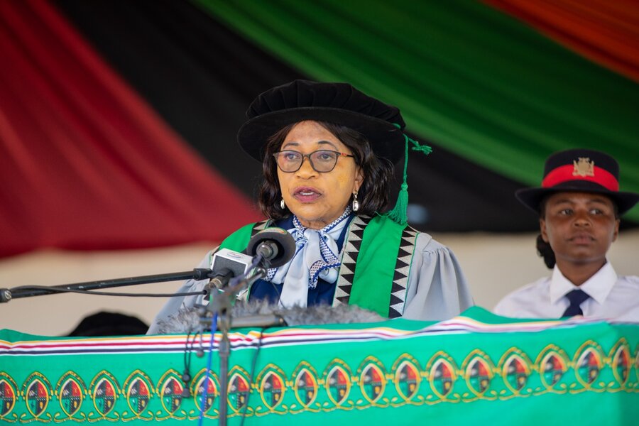 Lusaka Province Minister Sheol Mulyyata speaking at the 4th graduation ceremony