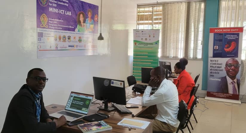 Inside the Project-funded Mini-ICT Lab for ESD Leadership during the Teacher Leader CPD Course Inception Meeting, School of Education UNZA