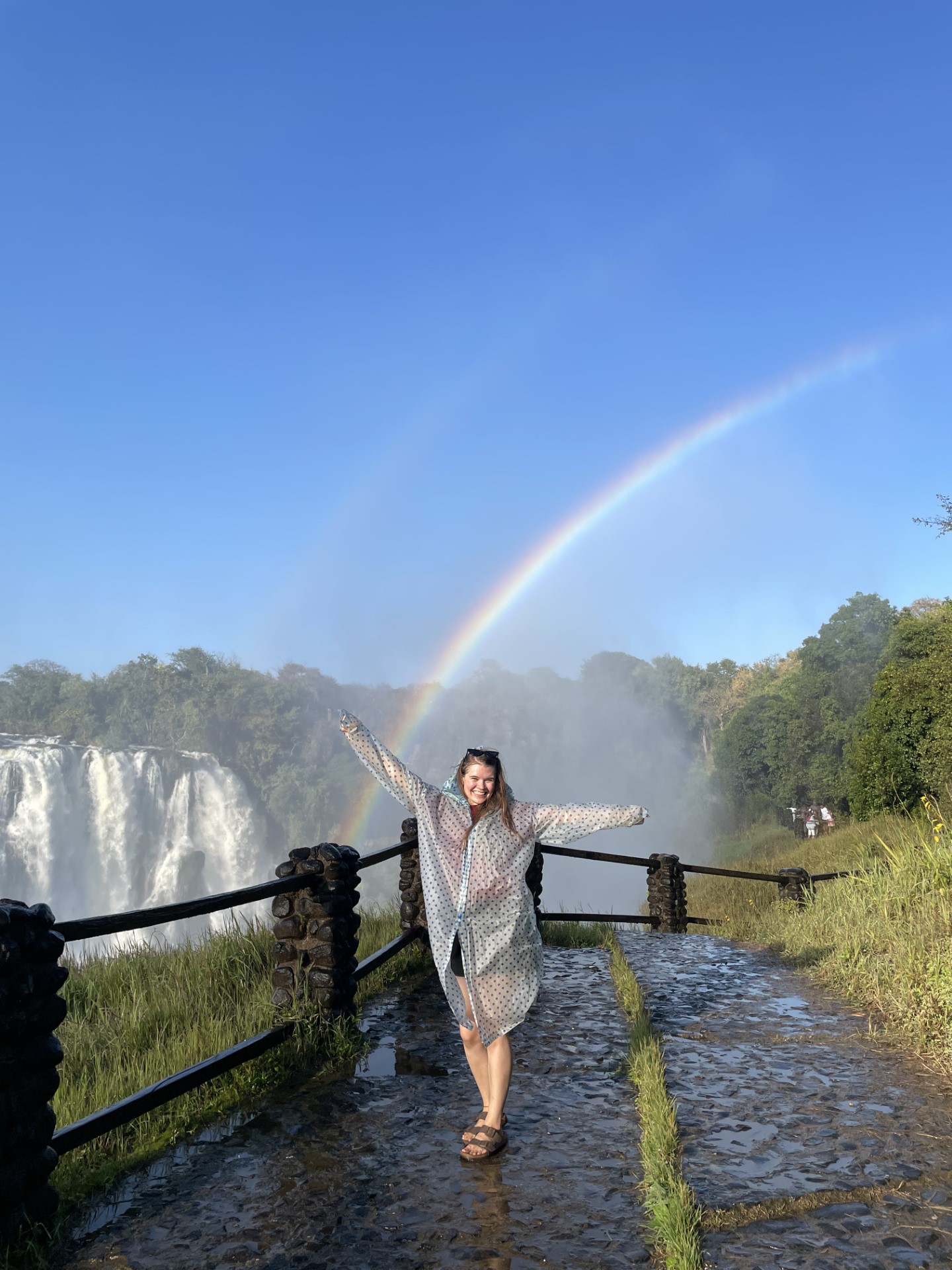 student standing in front of the victoria falls
