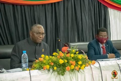 VC addressing the media during the recent press briefing