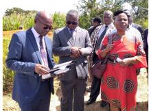 UNZA Vice-Chancellor, Prof Luke Mumba and Deputy Vice-Chancellor, Prof. Enala Tembo-Mwase tour the School of Agricultural Sceinces
