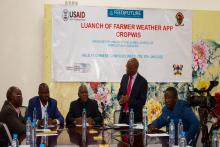Dean School of Agricultural Sciences giving a vote of thanks during the launch of the weather app